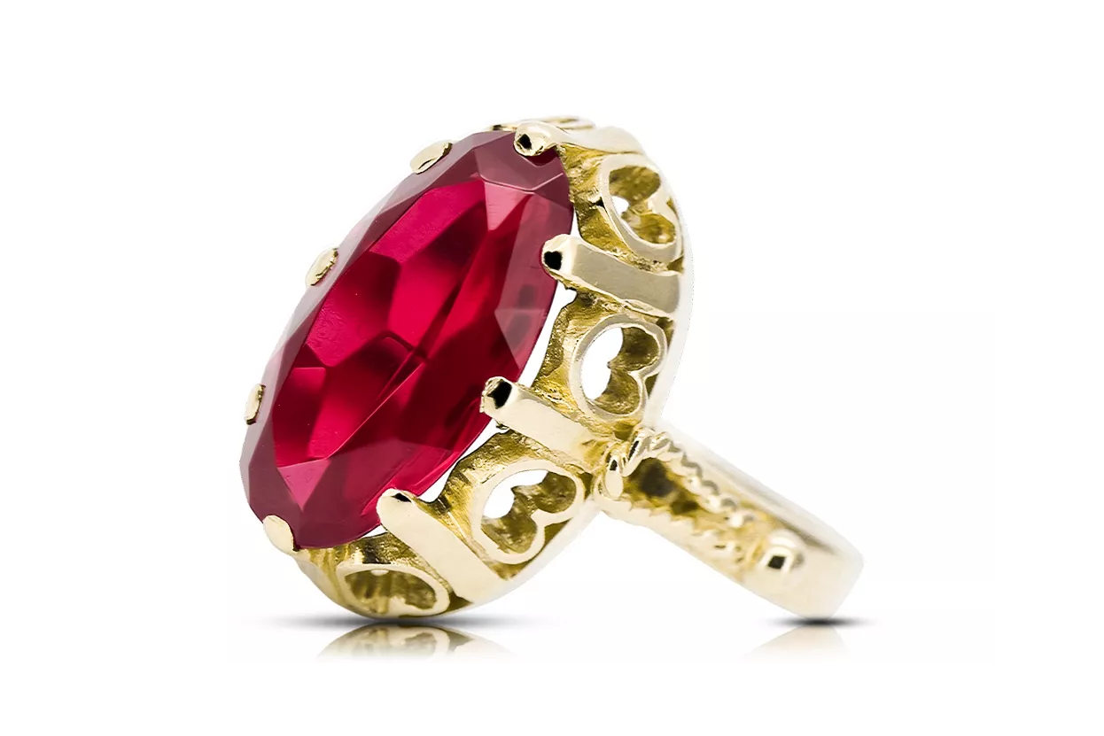 Каблучка Вінтаж стиль Рубін 14K Жовте золото vrc134y